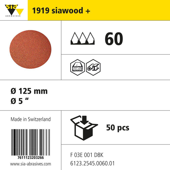 Product info — 1919 siawood+ Ø125mm P60 (Pack of 50)