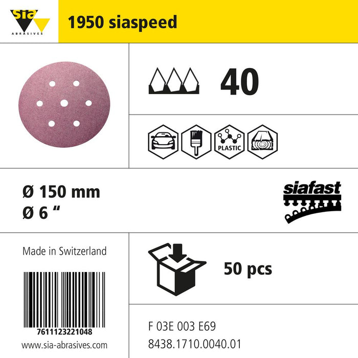 Product info — 1950 siaspeed Ø150mm P40 (Pack of 50)