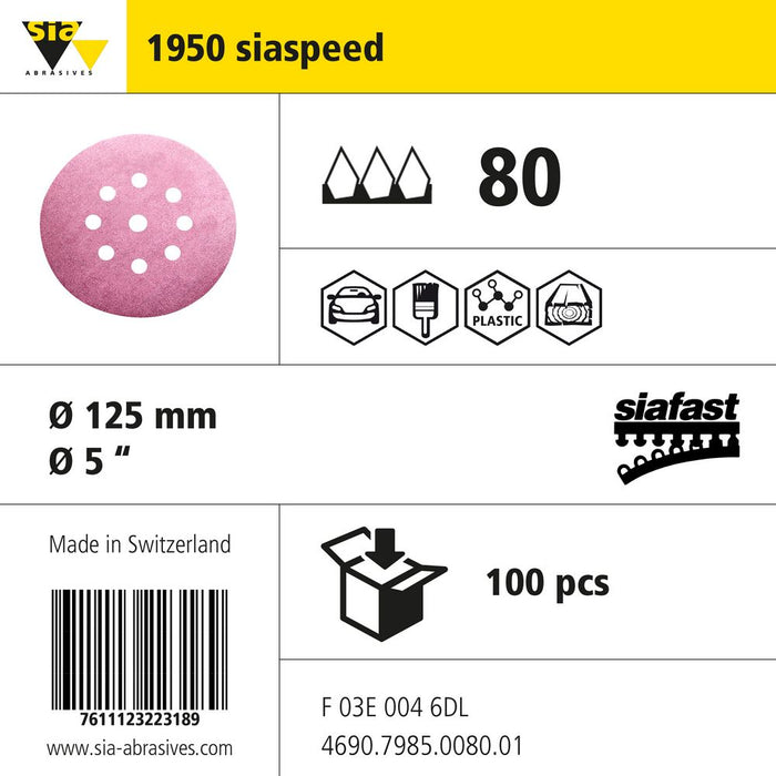 Product info — 1950 siaspeed Ø125mm P80 (Pack of 100)