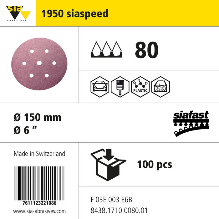 Product info — 1950 siaspeed Ø150mm P80 (Pack of 100)