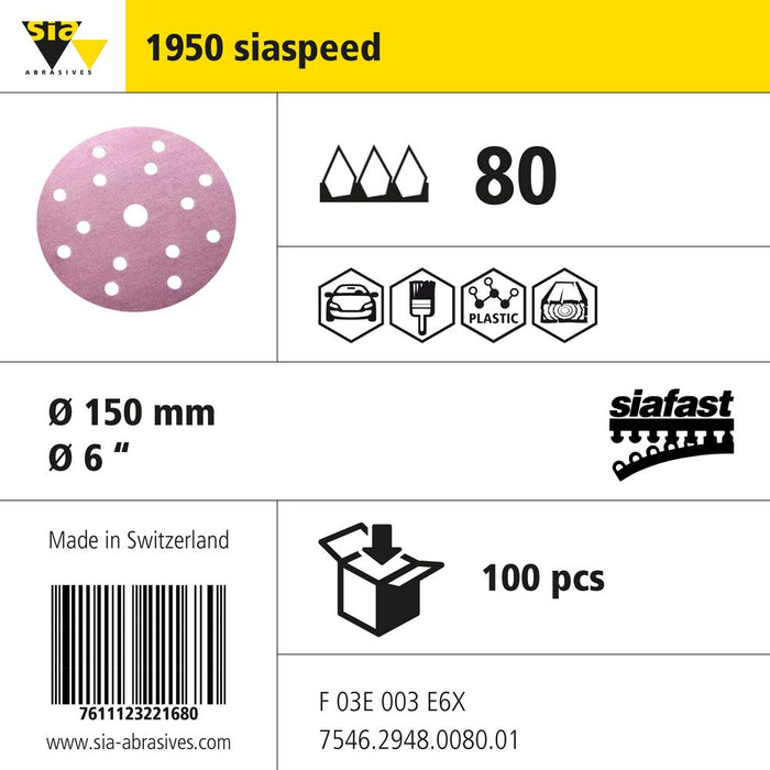 Product info — 1950 siaspeed Ø150mm P80 (Pack of 100)