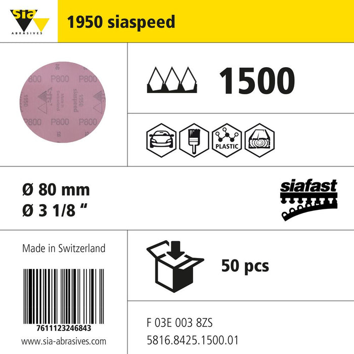 Product info — 1950 siaspeed Ø80mm P1500 (Pack of 50)