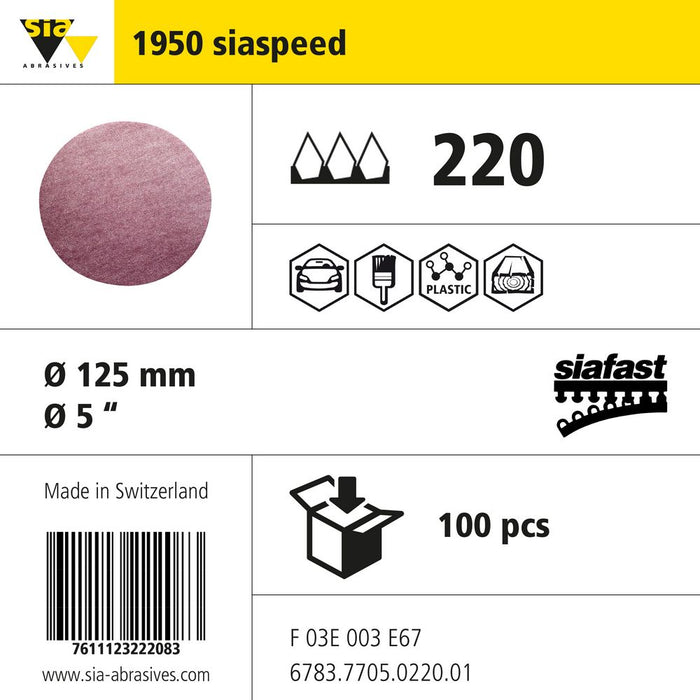 Product info — 1950 siaspeed Ø125mm P220 (Pack of 100)