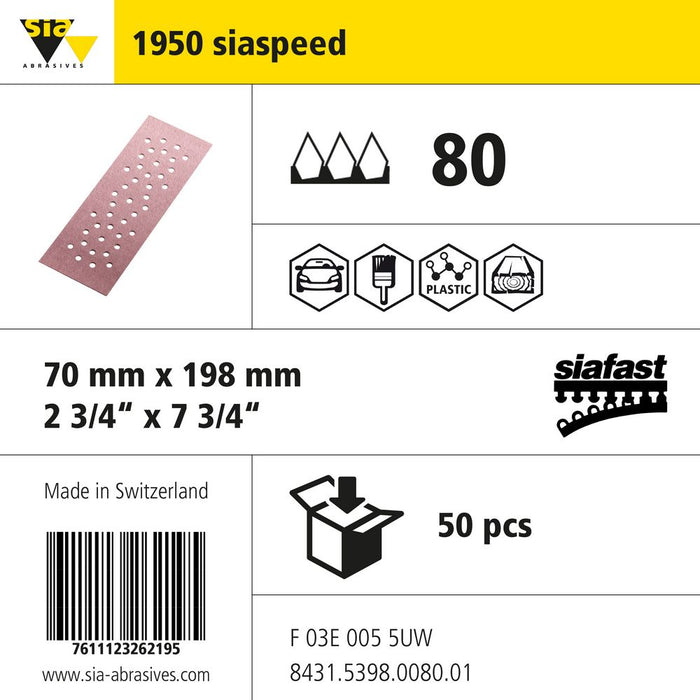 Product info — 1950 siaspeed 70x198mm P80 (Pack of 50)
