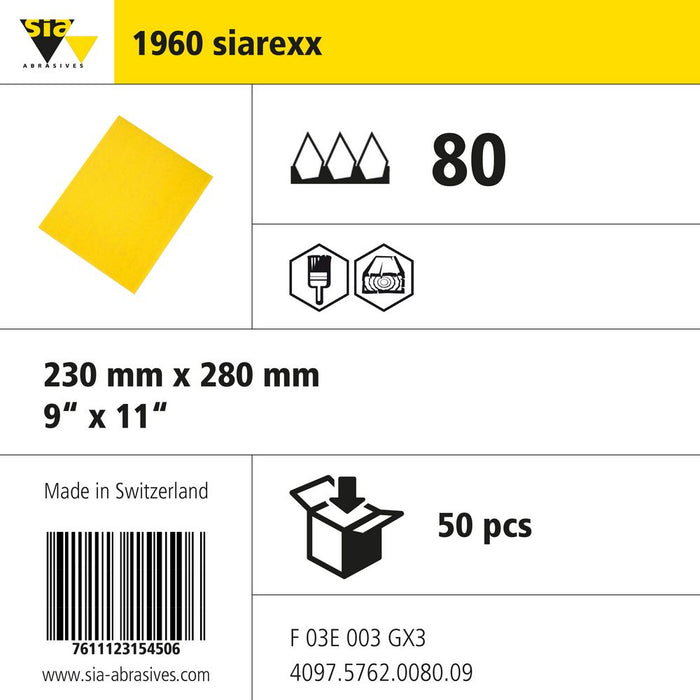Product info — 1960 siarexx 230x280mm P80 (Pack of 50)