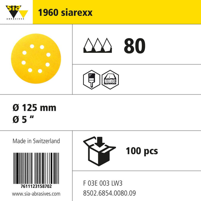 Product info — 1960 siarexx Ø125mm P80 (Pack of 100)