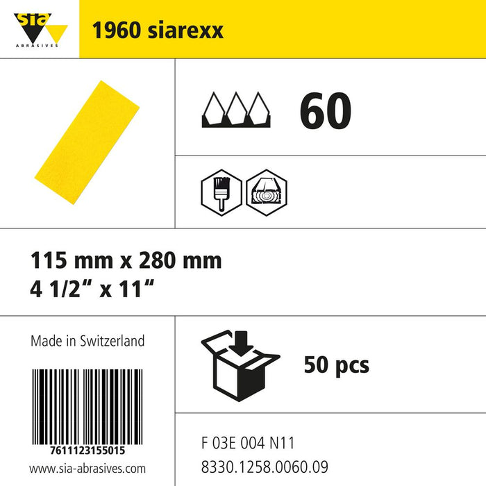 Product info — 1960 siarexx 115x280mm P60 (Pack of 50)