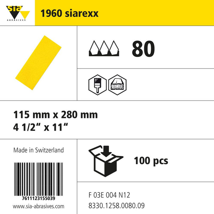Product info — 1960 siarexx 115x280mm P80 (Pack of 100)