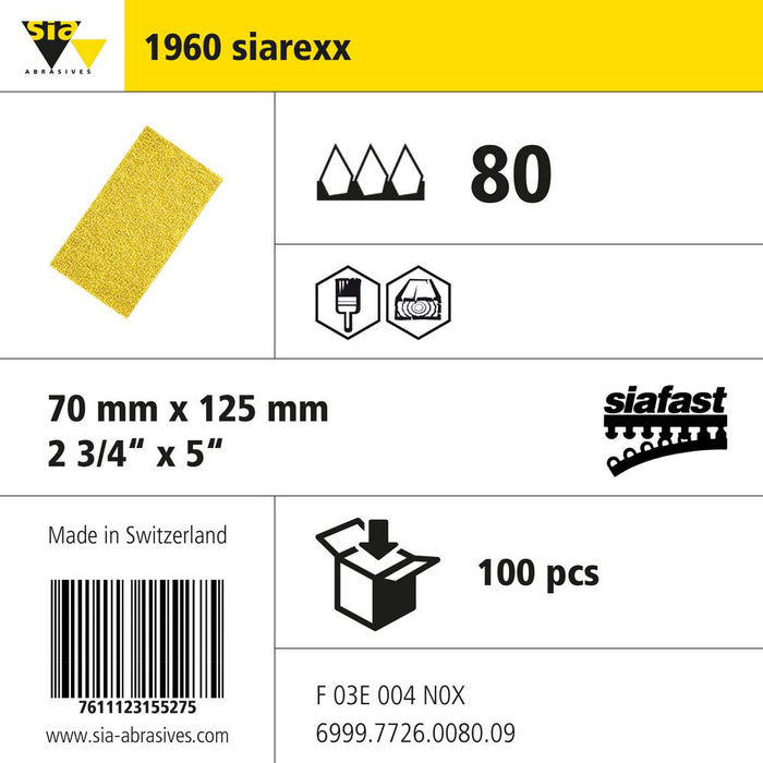 Product info — 1960 siarexx 70x125mm P80 (Pack of 100)