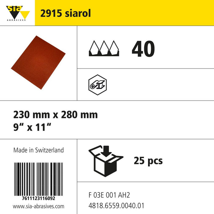 Product info — 2915 siarol 230x280mm P40 (Pack of 25)