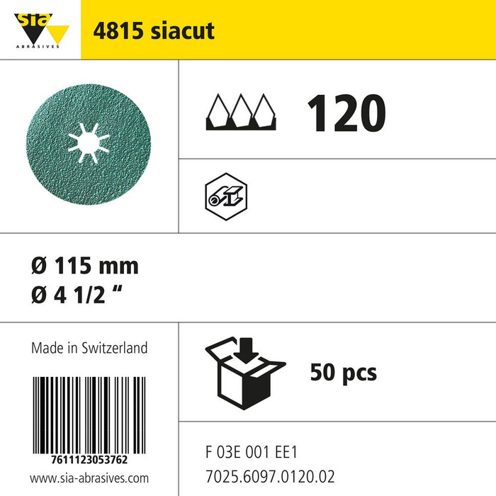 Product info — 4815 siacut Ø115mm P120 (Pack of 50)