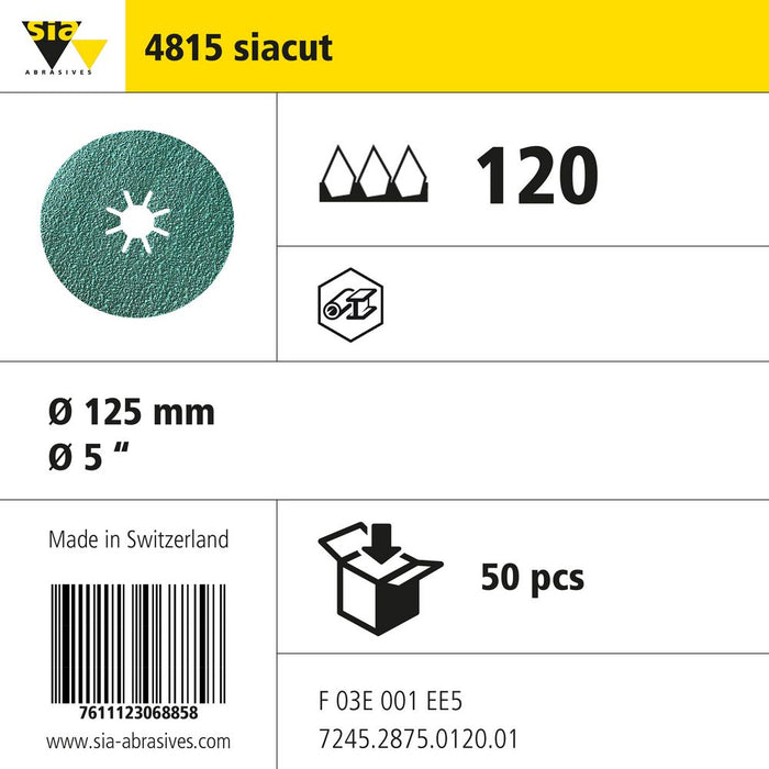 Product info — 4815 siacut Ø125mm P120 (Pack of 50)
