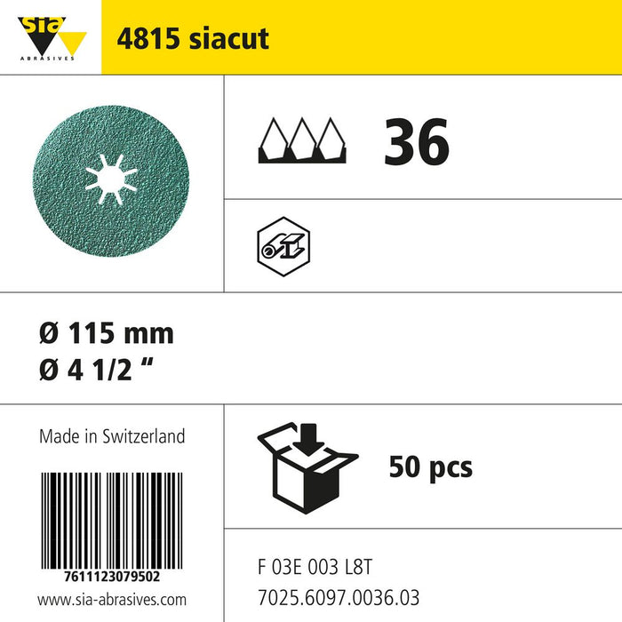 Product info — 4815 siacut Ø115mm P36 (Pack of 50)