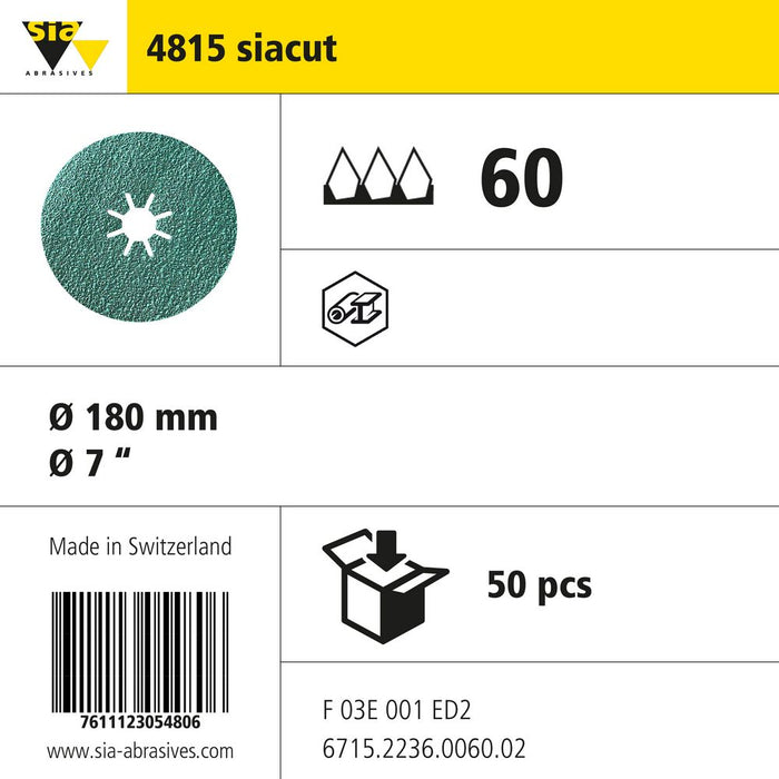 Product info — 4815 siacut Ø180mm P60 (Pack of 50)