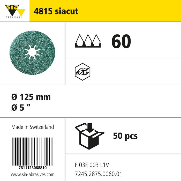 Product info — 4815 siacut Ø125mm P60 (Pack of 50)