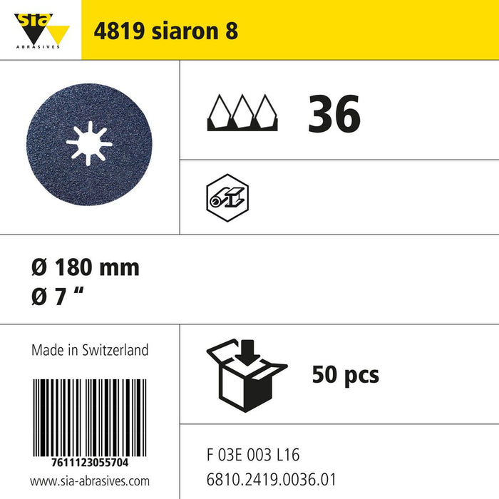 Product info — 4819 siaron Ø180mm P36 (Pack of 50)