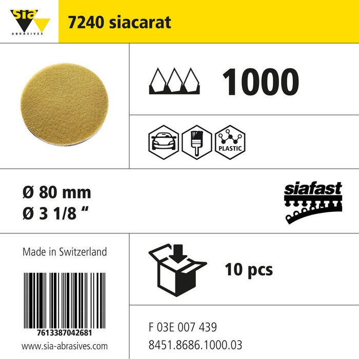 Product info — 7240 siafilm fine Ø80mm P1000 (Pack of 10)