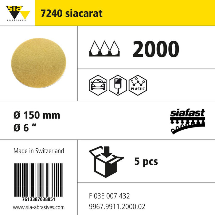 Product info — 7240 siafilm fine Ø150mm P2000 (Pack of 5)