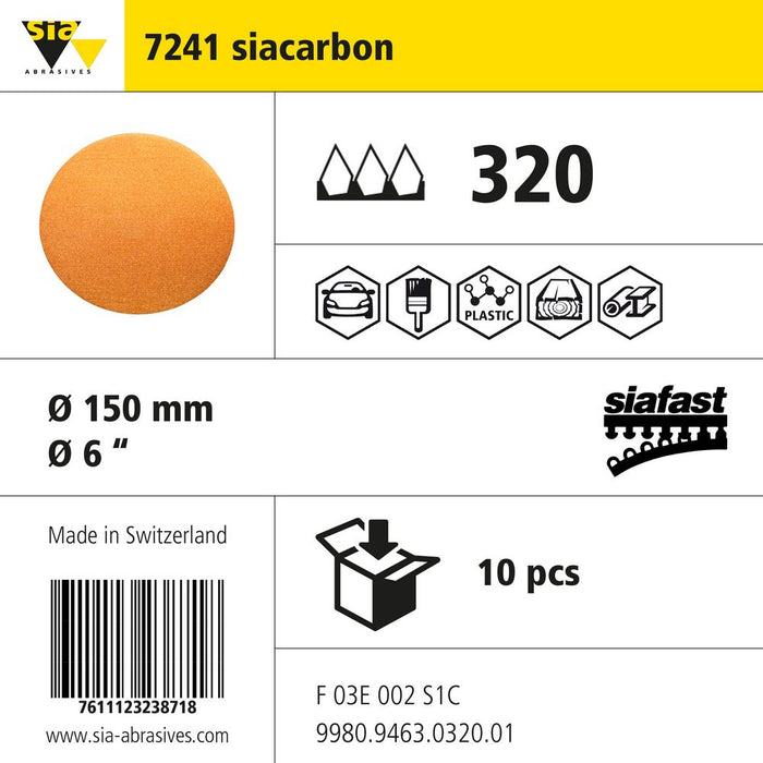 Product info — 7241 siafilm coarse Ø150mm P320 (Pack of 10)