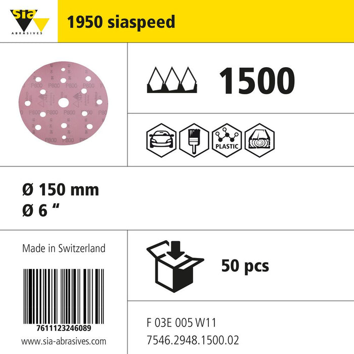 Product info — 1950 siaspeed Ø150mm P1500 (Pack of 50)