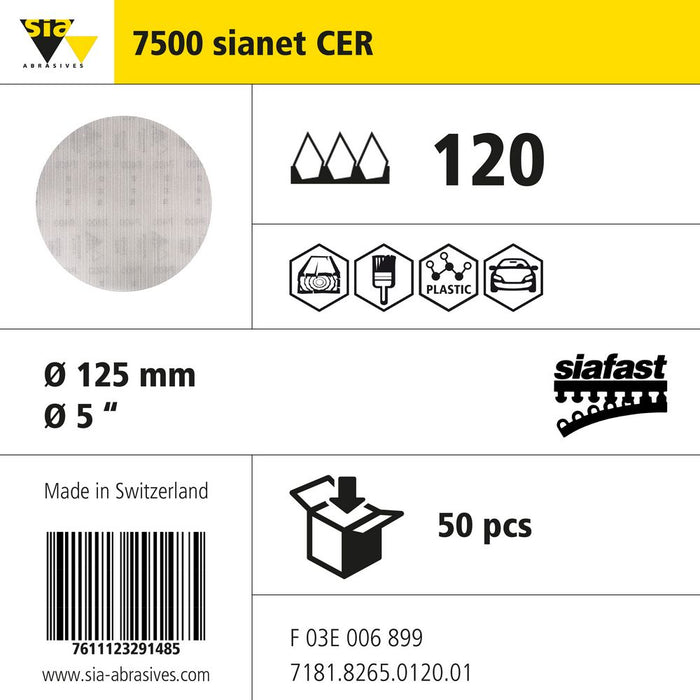 Product info — 7500 sianet-cer Ø125mm P120 (Pack of 50)