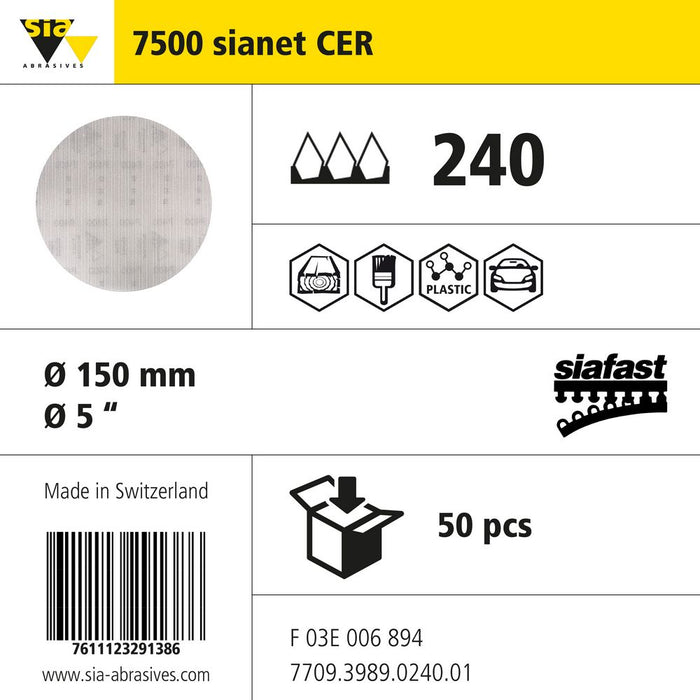 Product info — 7500 sianet-cer Ø150mm P240 (Pack of 50)