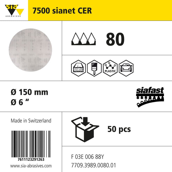 Product info — 7500 sianet-cer Ø150mm P80 (Pack of 50)