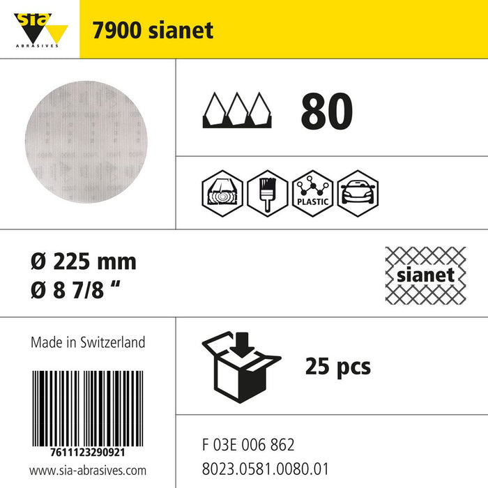 Product info — 7900 sianet Ø225mm P80 (Pack of 25)