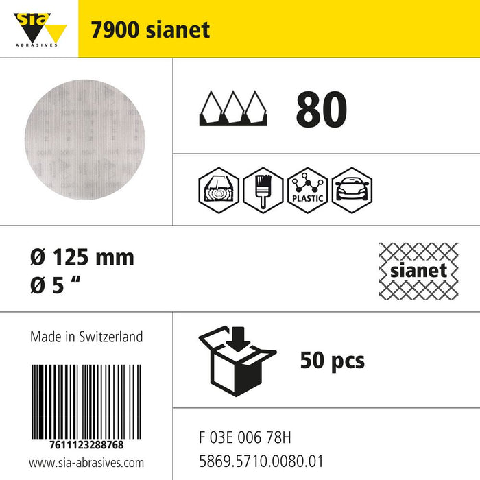 Product info — 7900 sianet Ø125mm P80 (Pack of 50)