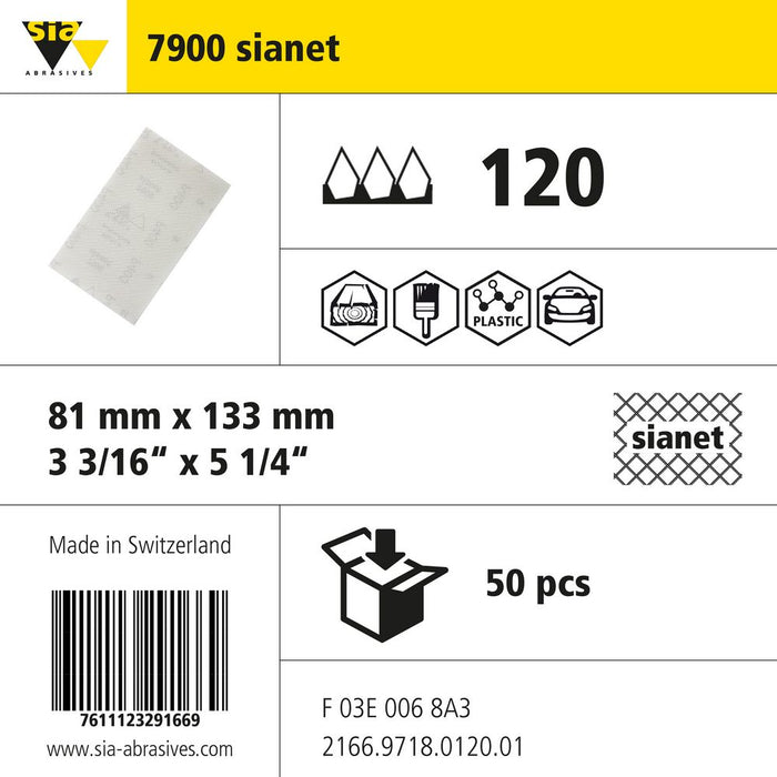Product info — 7900 sianet 81x133mm P120 (Pack of 50)