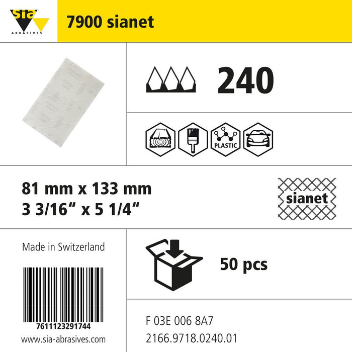 Product info — 7900 sianet 81x133mm P240 (Pack of 50)