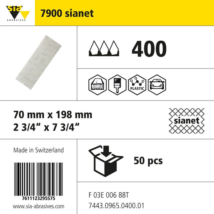Product info — 7900 sianet 70x198mm P400 (Pack of 50)