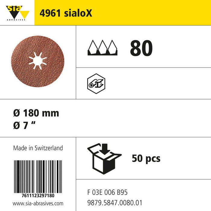 Product info — 4961 siacut large Ø180mm P80 (Pack of 50)