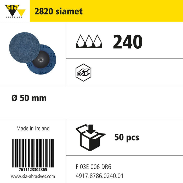 Product info — 2820 siafast mini Ø50mm P240 (Pack of 50)