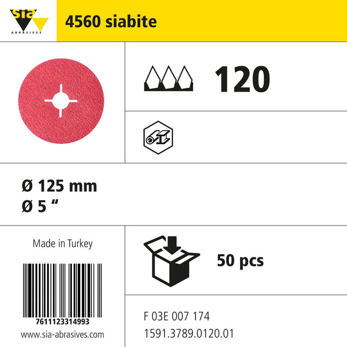 Product info — 4560 siabite Ø125mm P120 (Pack of 50)