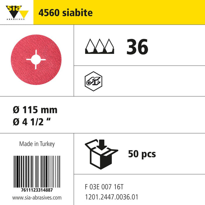 Product info — 4560 siabite Ø115mm P36 (Pack of 50)