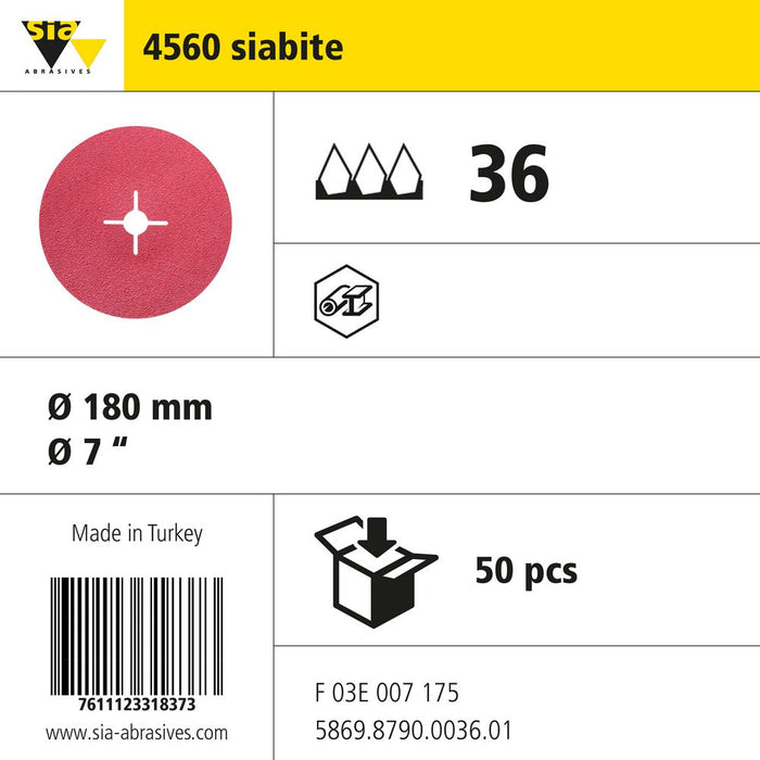 Product info — 4560 siabite Ø180mm P36 (Pack of 50)