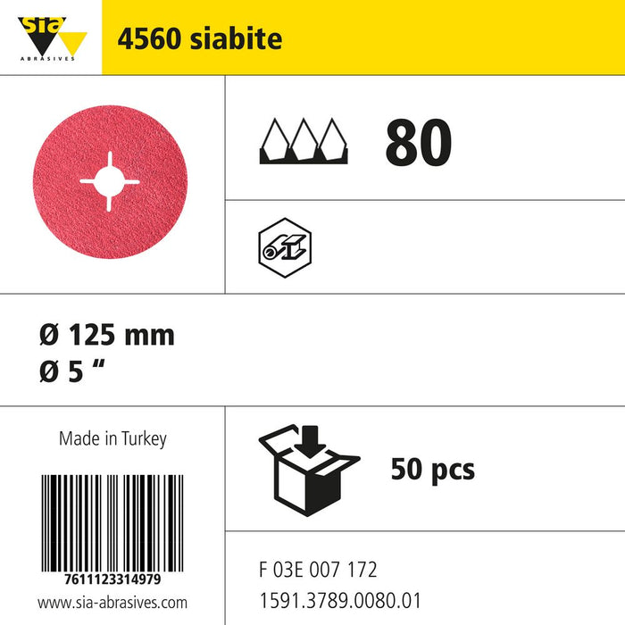Product info — 4560 siabite Ø125mm P80 (Pack of 50)