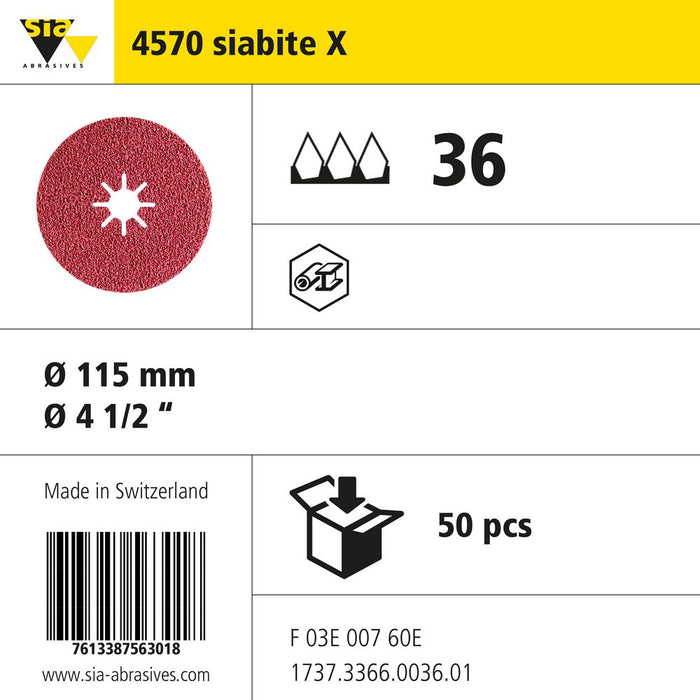 Product info — 4570 siabite-x Ø115mm P36 (Pack of 50)
