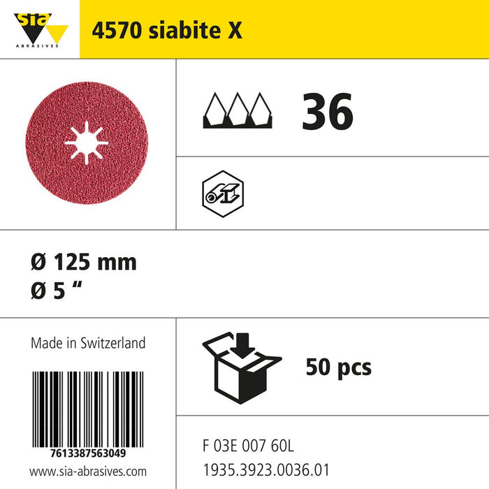 Product info — 4570 siabite-x Ø125mm P36 (Pack of 50)