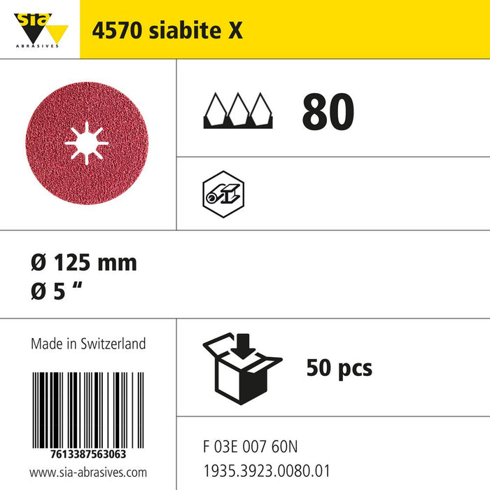 Product info — 4570 siabite-x Ø125mm P80 (Pack of 50)