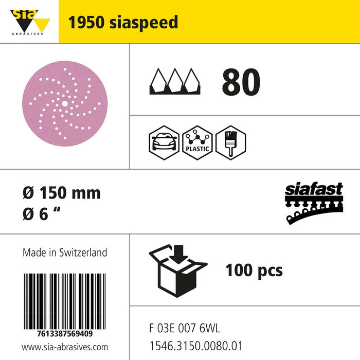 Product info — 1950 siaspeed Ø150mm P80 (Pack of 100)