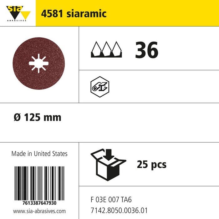 Product info — 4581 siabite Ø125mm P36 (Pack of 25)
