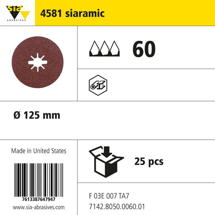 Product info — 4581 siabite Ø125mm P60 (Pack of 25)