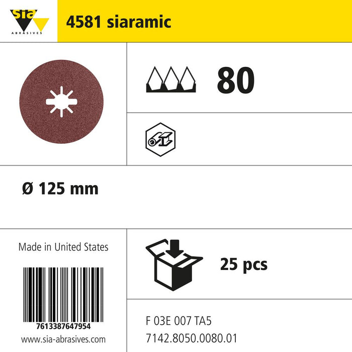 Product info — 4581 siabite Ø125mm P80 (Pack of 25)