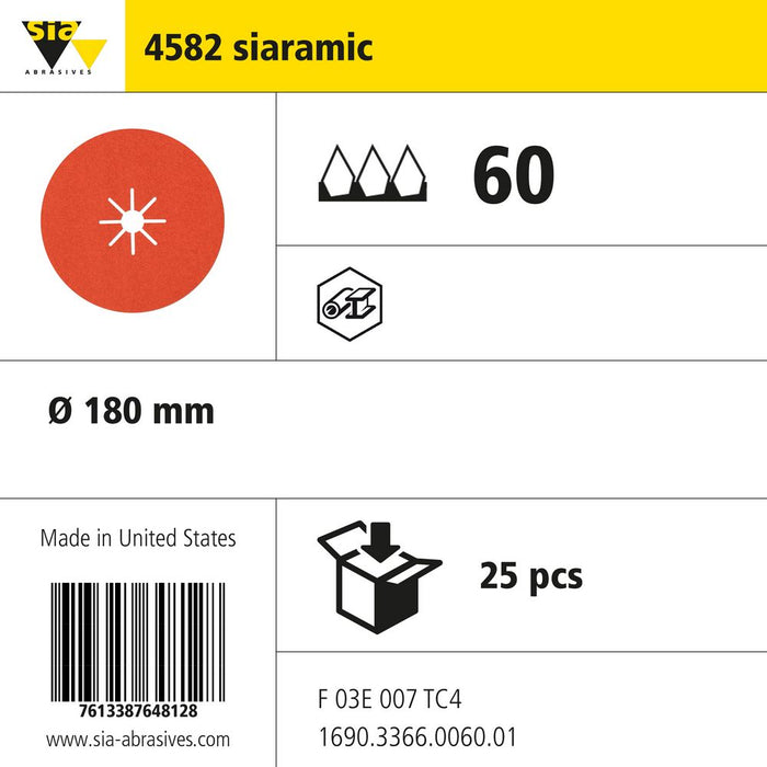 Product info — 4582 siaramic Ø180mm P60 (Pack of 25)