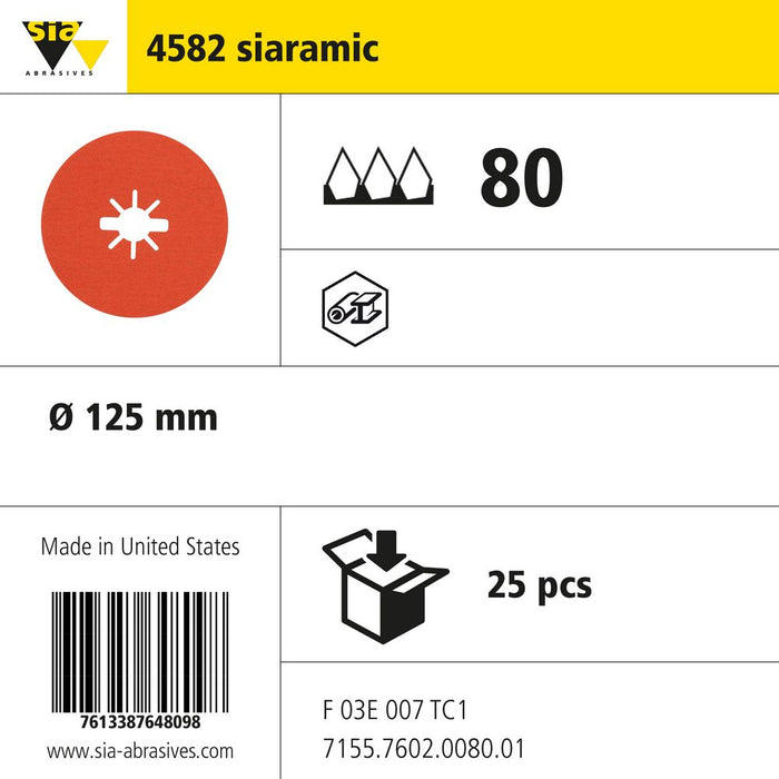 Product info — 4582 siaramic Ø125mm P80 (Pack of 25)