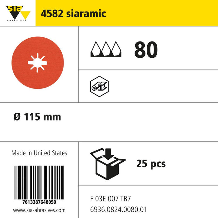 Product info — 4582 siaramic Ø115mm P80 (Pack of 25)