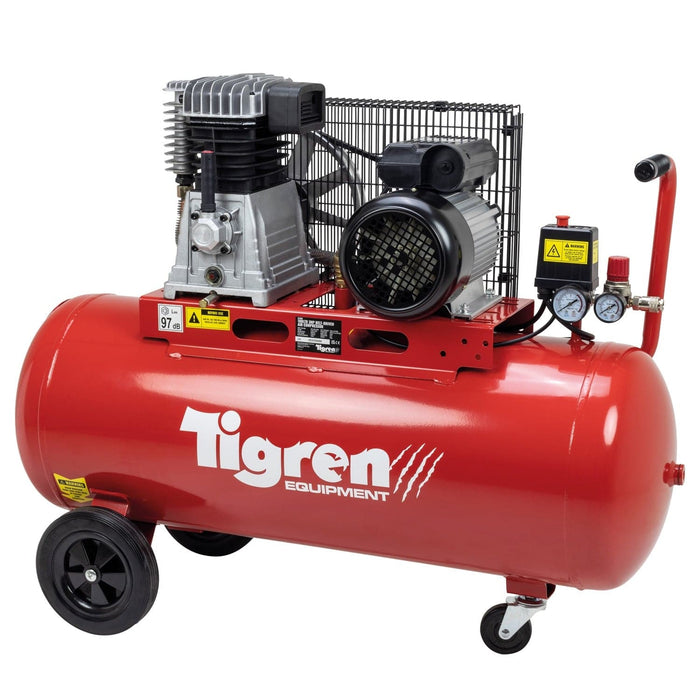 TIGREN 100ltr 3hp Belt-Driven Compressor - Hurstbourne Forge Welding Supplies